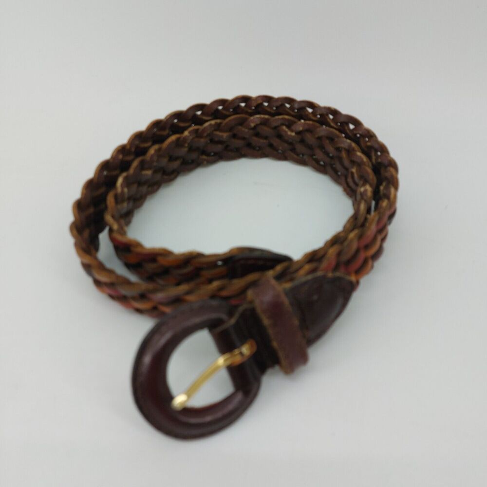 Womens Small Belt Braided Brown Leather Belt Casual Classic 32"